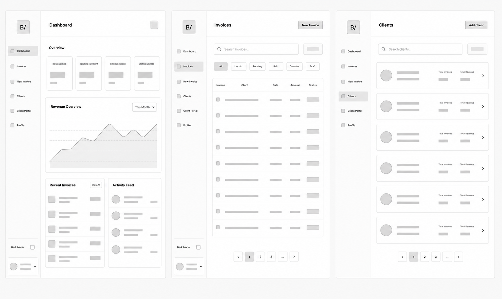 Billr Wireframes