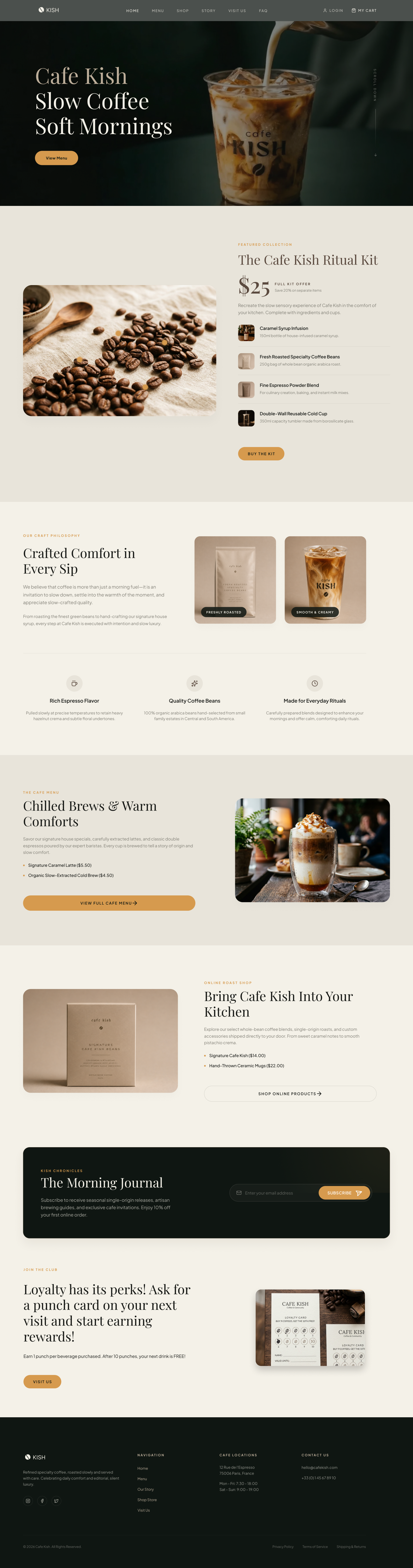 Cafe Kish Homepage Preview