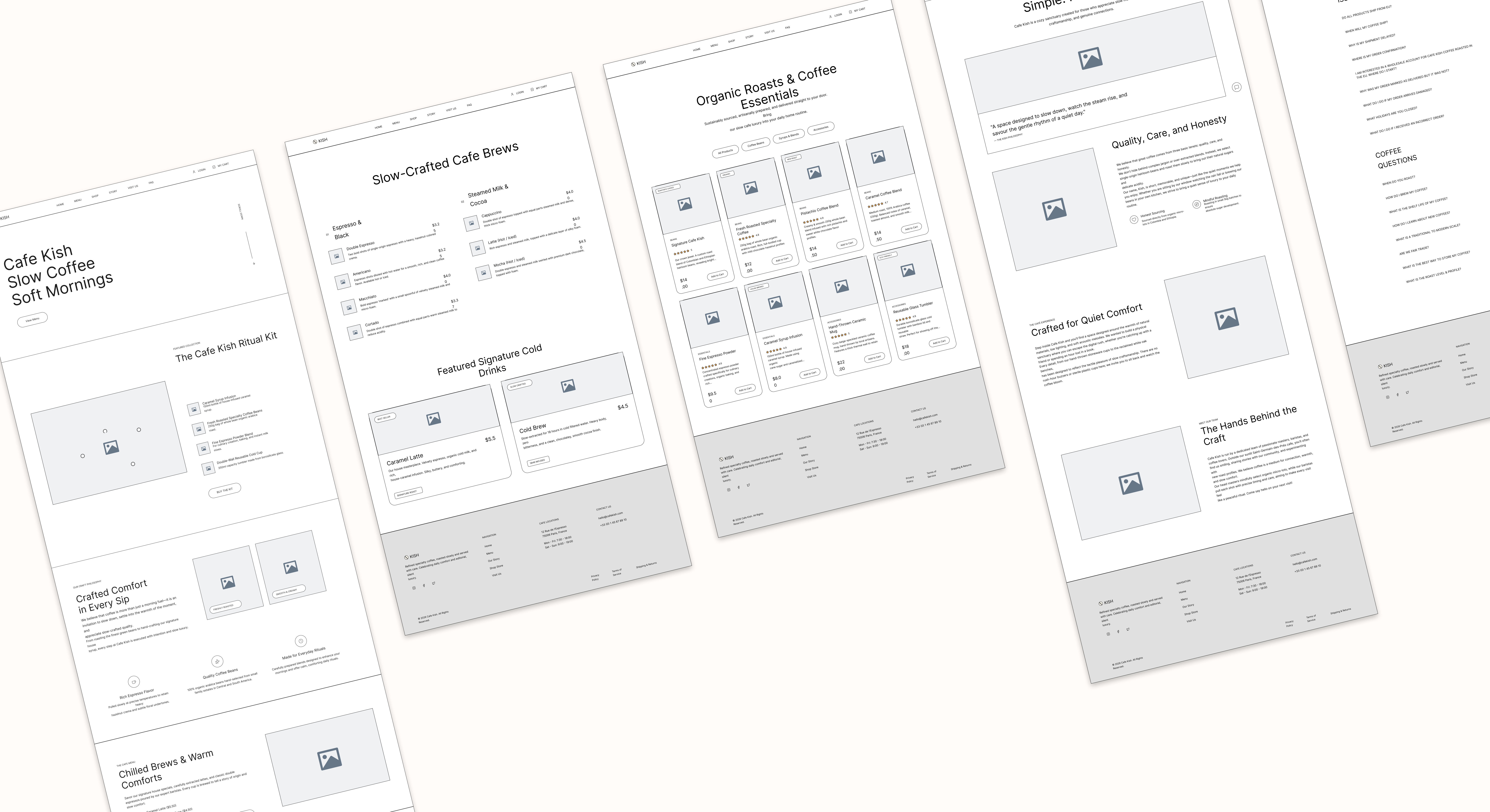Cafe Kish Low-fidelity Wireframes